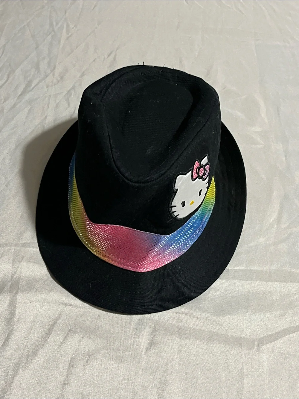 Hello Kitty Black Hat with Rainbow Sequin Band